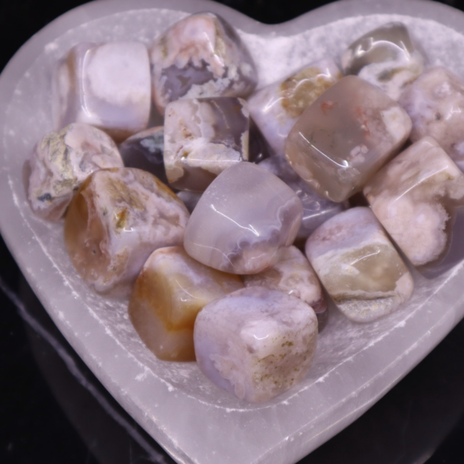 Flower Agate (Cherry Blossom) Cubes 1"