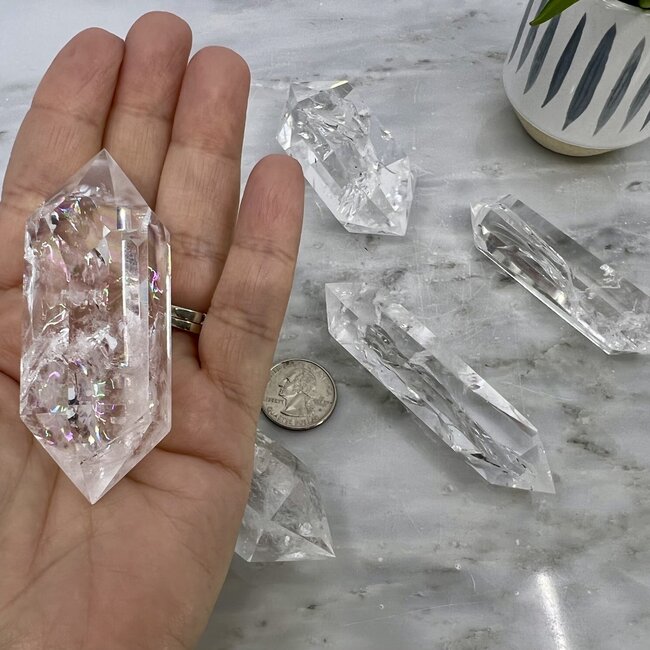 Clear (Crystal) Quartz Double Terminated DT Points - Large (2-4") Grids