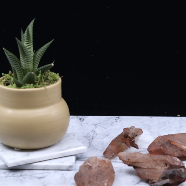 Tangerine Quartz with Hematite Inclusion Clusters - Medium Rough Raw Natural