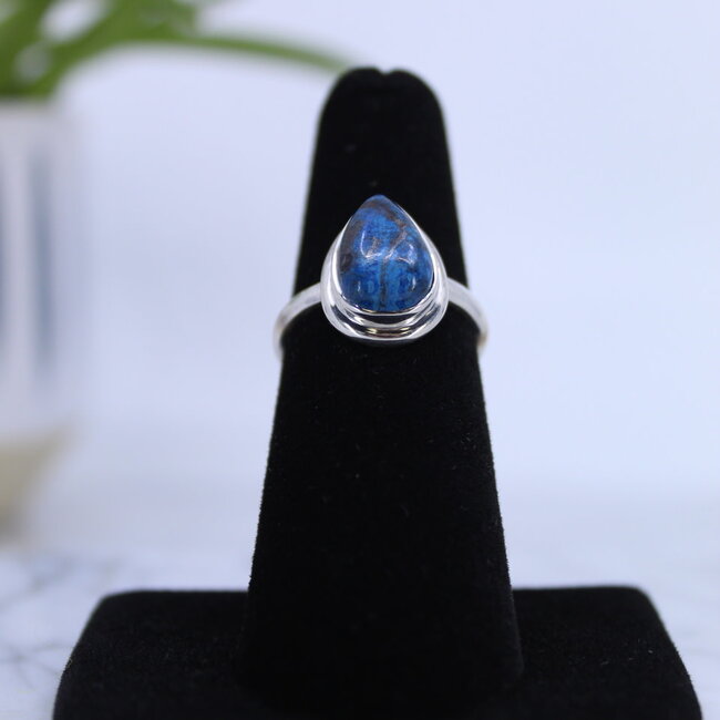 Shattuckite Teardrop Ring-Size 6 Sterling Silver