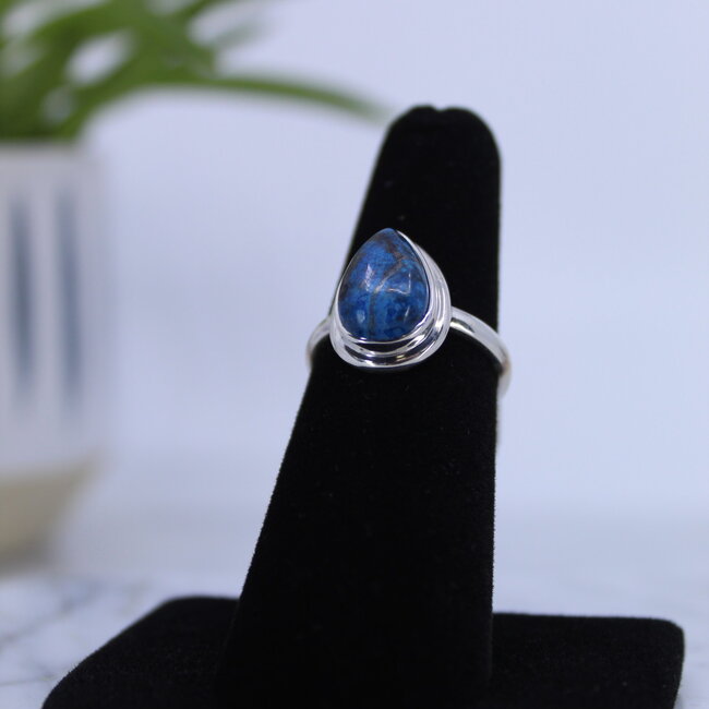 Shattuckite Teardrop Ring-Size 6 Sterling Silver