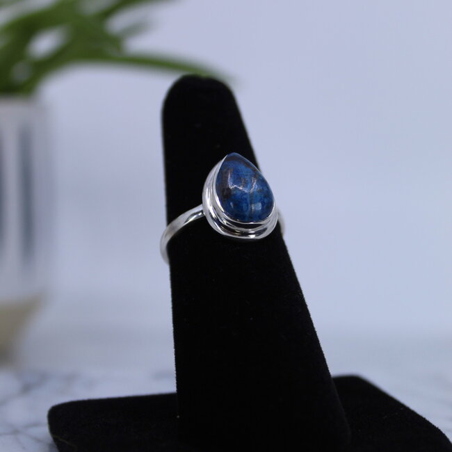 Shattuckite Teardrop Ring-Size 6 Sterling Silver