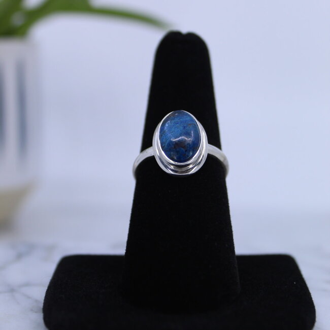 Shattuckite Oval Ring-Size 7 Sterling Silver