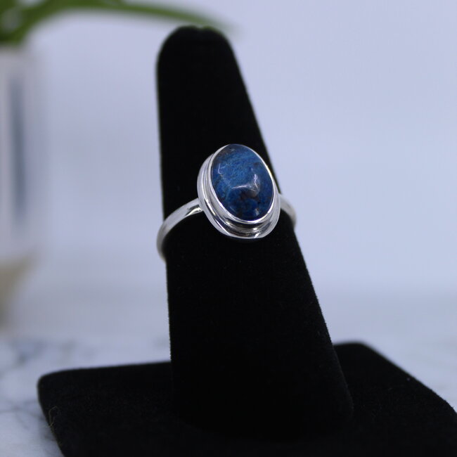 Shattuckite Oval Ring-Size 7 Sterling Silver