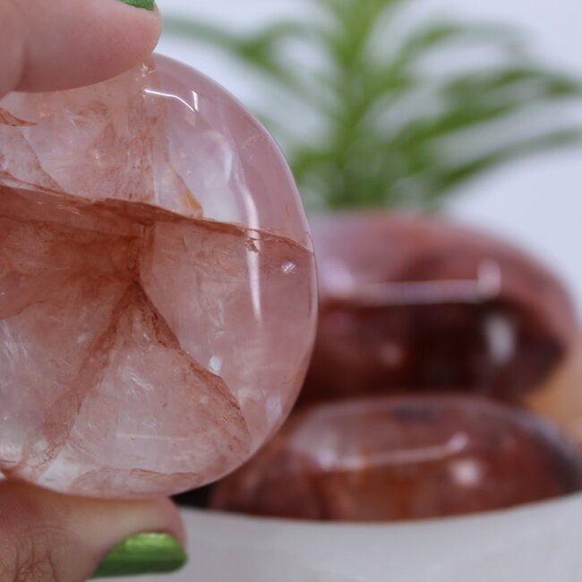 Fire Quartz (Red Hematoid) Palm Pillow Palm Stones - Large