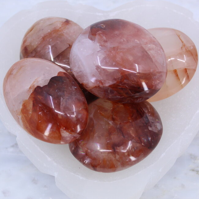 Fire Quartz (Red Hematoid) Palm Pillow Palm Stones - Large