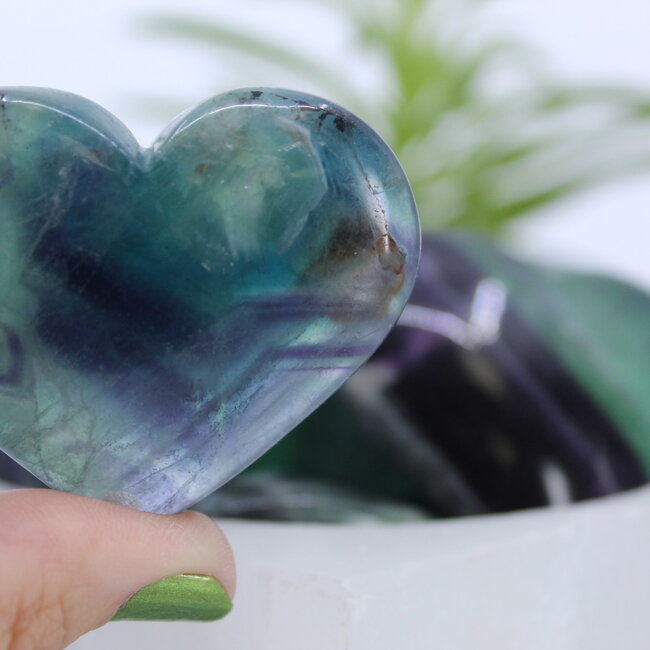 Rainbow Fluorite Puffy Heart- Medium