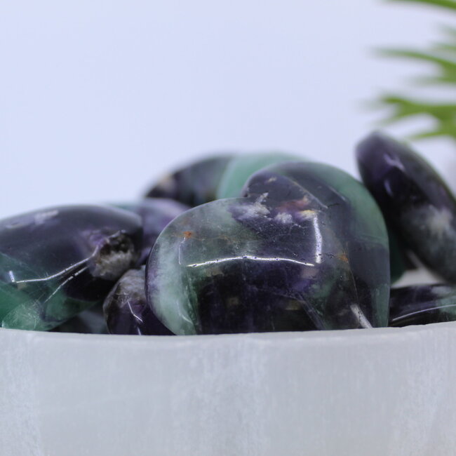 Rainbow Fluorite Puffy Heart- Medium