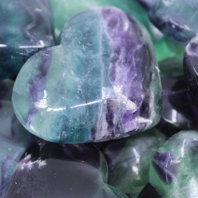 Rainbow Fluorite Puffy Heart- Medium