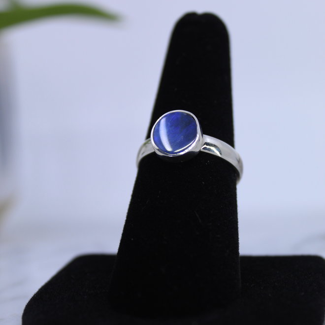 Australian Opal Round Ring-Size 8 Sterling Silver