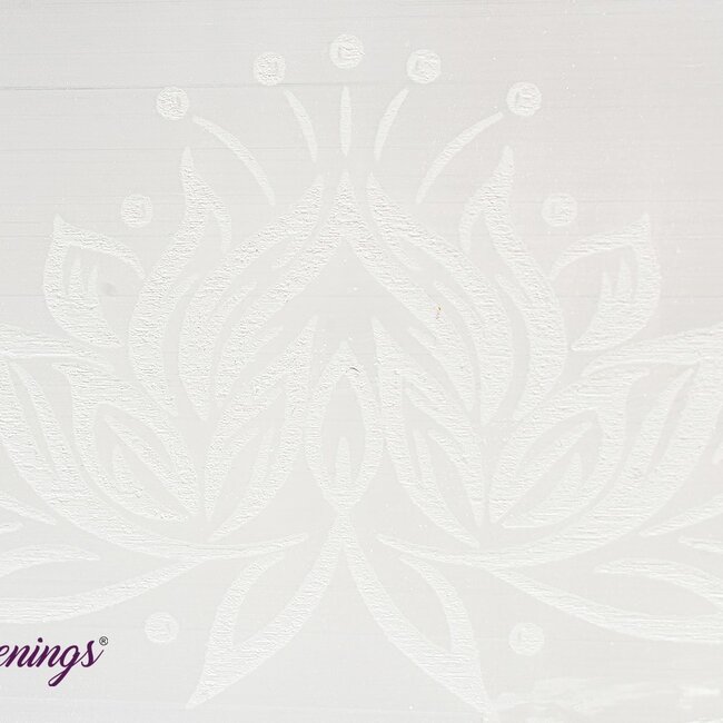 Selenite (Satin Spar Gypsum) Charging Disks Plates - Lotus Rectangle Medium Etched