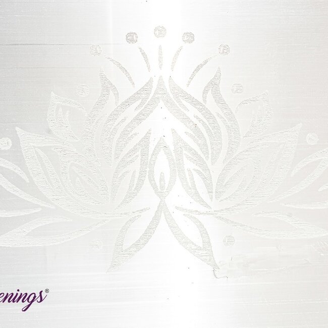 Selenite (Satin Spar Gypsum) Charging Disks Plates - Lotus Rectangle Medium Etched