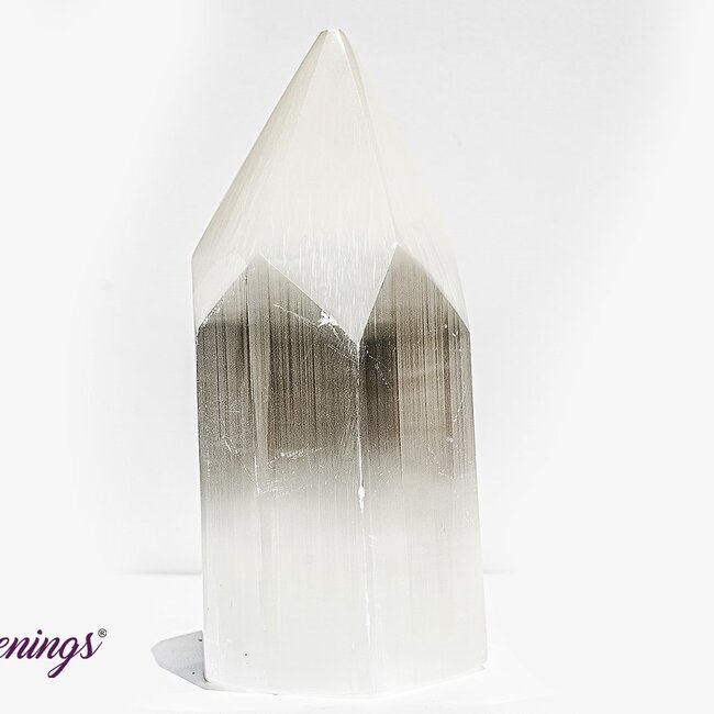 Selenite (Satin Spar Gypsum) Hexagon Tower Point Generator - 7"