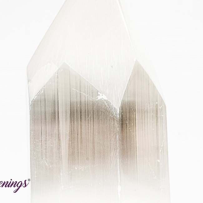 Selenite (Satin Spar Gypsum) Hexagon Tower Point Generator - 7"