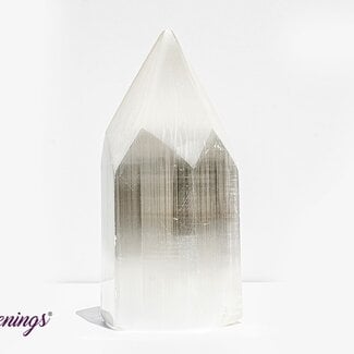 Selenite (Satin Spar Gypsum) Hexagon Tower Point Generator - 7"