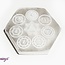 Selenite (Satin Spar Gypsum) Charging Disks Plates Station - 3.5" Hexagon Chakra Symbols Medium