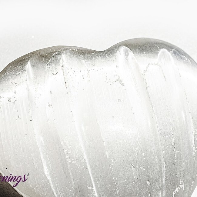 Selenite (Satin Spar Gypsum) Hearts - 3.5" Lines Striped Extra Large XL