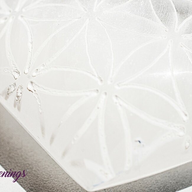 Selenite (Satin Spar Gypsum) Flower of Life Engraved Heart - 3"