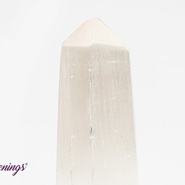 Selenite (Satin Spar Gypsum) Hexagon Tower Point Generator 6"