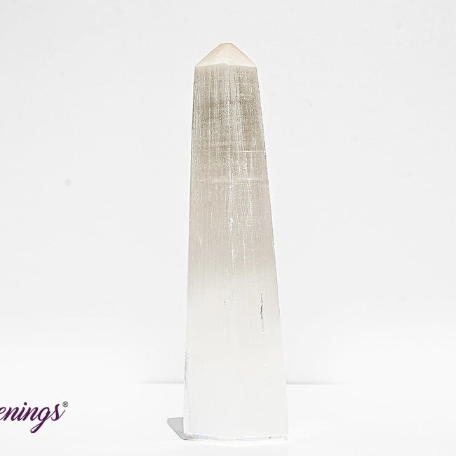 Selenite (Satin Spar Gypsum) Tower Point Generator - 6"  Hexagon Polished Large