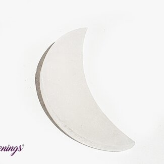Selenite (Satin Spar Gypsum) Charging Disks Plates Station - 6" Crescent Moon Medium