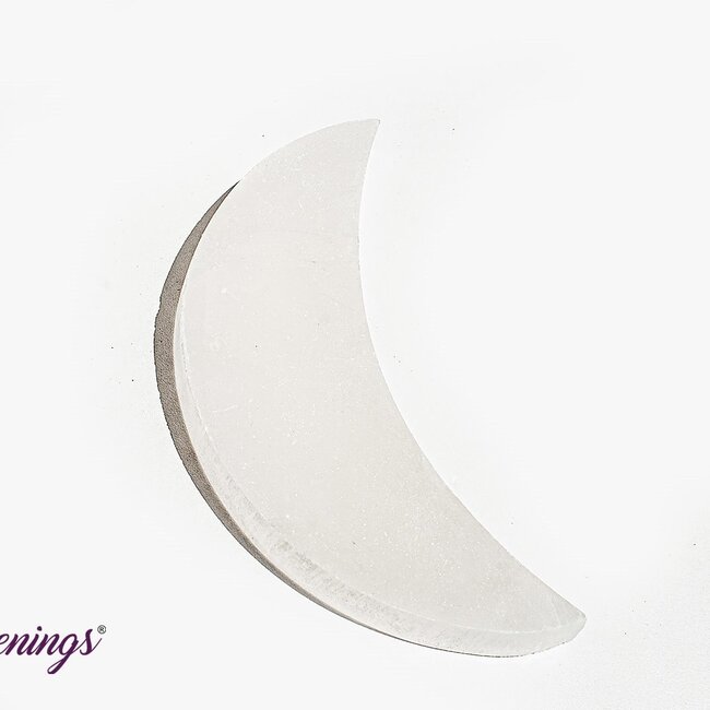 Selenite (Satin Spar Gypsum) Charging Disks Plates - Crescent Moon Medium