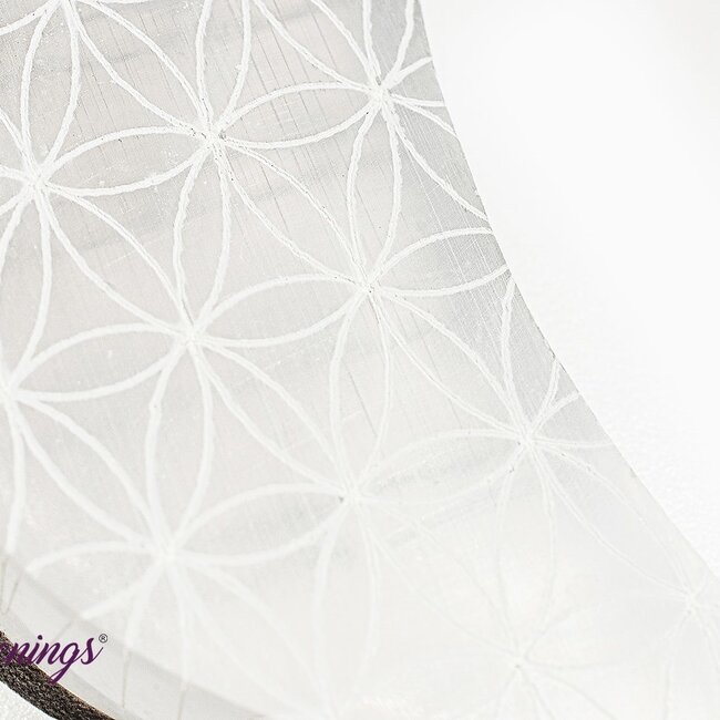 Selenite (Satin Spar Gypsum) Charging Disks Plates - Seed Flower of Life Crescent Moon Medium Geometric