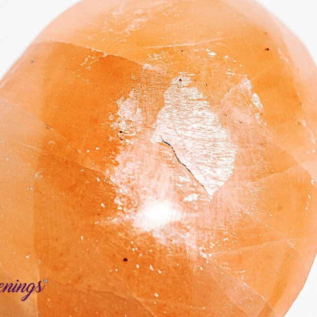 Orange Selenite (Satin Spar Gypsum) Palm Pillow Pocket Stone - Satin Spar Gypsum