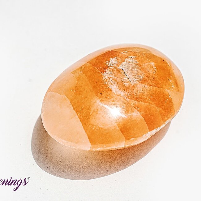 Orange Selenite (Satin Spar Gypsum) Palm Pillow Pocket Stone - Satin Spar Gypsum