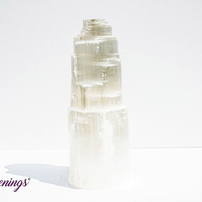 Selenite (Satin Spar Gypsum) Single Iceberg Tower Lamp Light - 8" (Cord & Bulb Included)