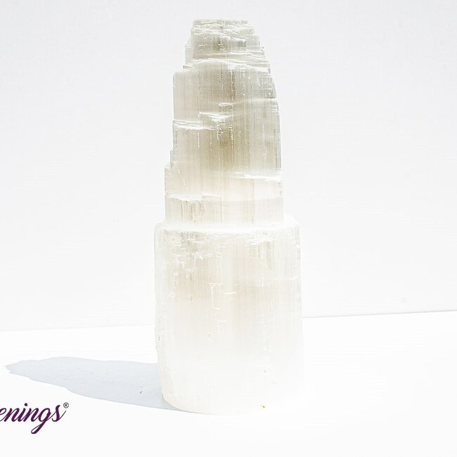 Selenite (Satin Spar Gypsum) Single Iceberg Tower Lamp Light - 8" (Cord & Bulb Included)