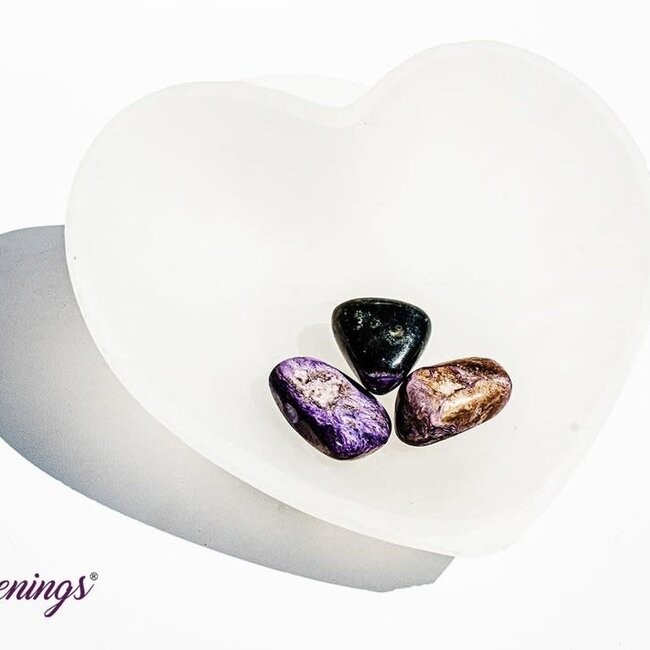 Selenite (Satin Spar Gypsum) Heart Charging Bowl - Large 5.5" Dish