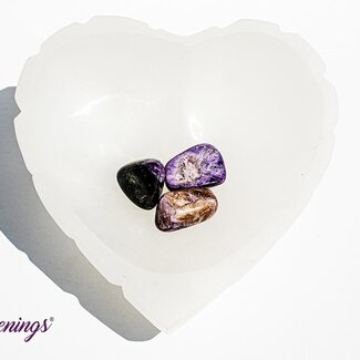 Selenite (Satin Spar Gypsum) Heart Notched Charging Bowl - Large
