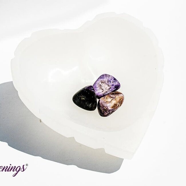 Selenite (Satin Spar Gypsum) Charging Bowl Dish - 6" Heart Notched Decor Large