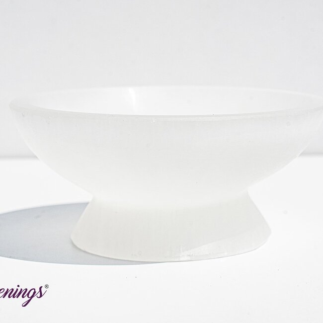 Selenite (Satin Spar Gypsum) Charging Bowl Dish on Pedestal - 4" Medium