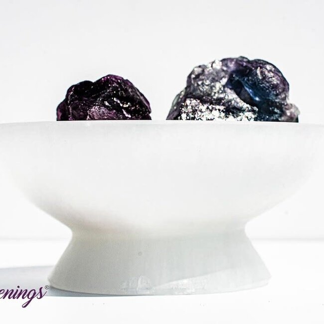 Selenite (Satin Spar Gypsum) Charging Bowl Dish on Pedestal - 4" Medium