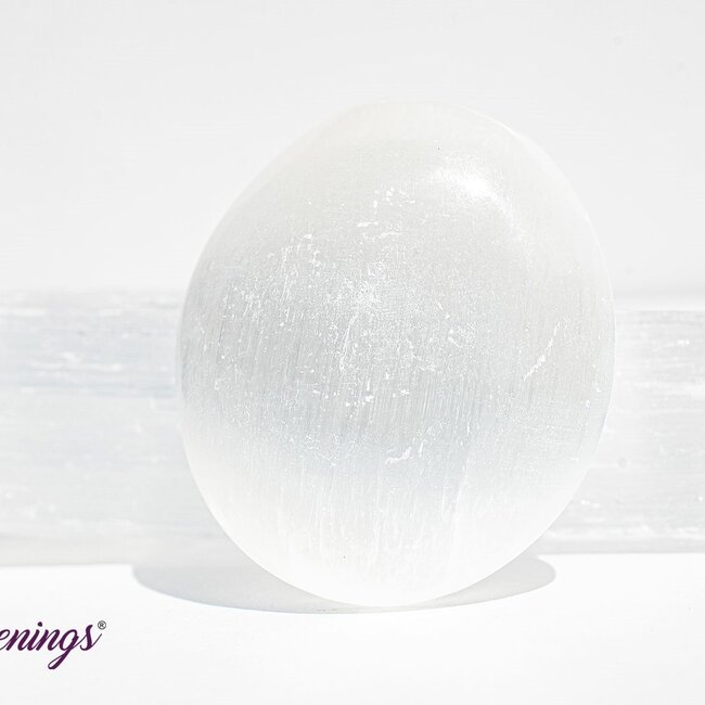 Selenite (Satin Spar Gypsum) Mini Palm Pillow Pocket Stone - 1.75" Gallett