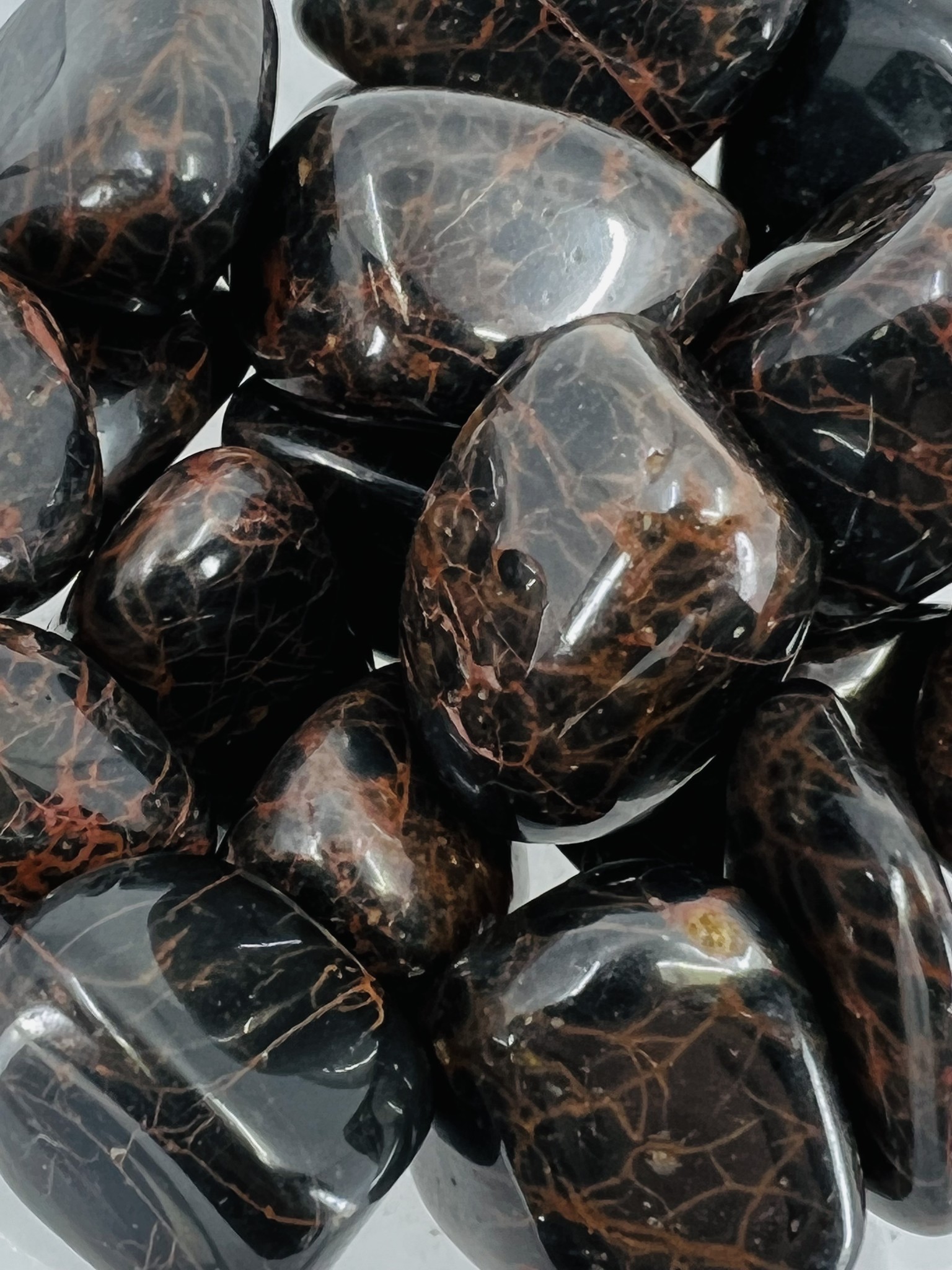 Black Tourmaline Red Hematite Tumbled