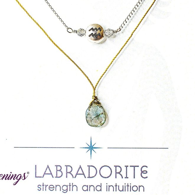 Aquarius Necklace - Labradorite Zodiac - Silver Sparrow
