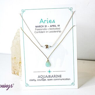 Aries Necklace - Aquamarine Zodiac - Silver Sparrow