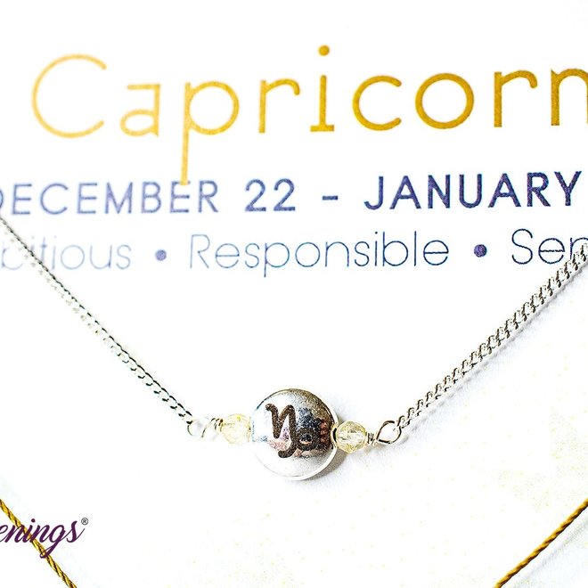 Capricorn Quartz Zodiac Necklace- Silver Sparrow
