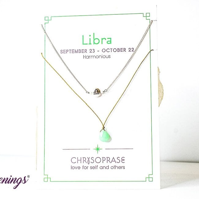 Libra Necklace - Chrysoprase Zodiac - Silver Sparrow
