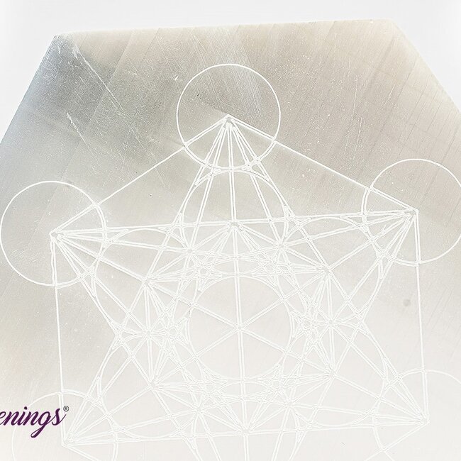 Selenite (Satin Spar Gypsum) Charging Disks Plates - Hexagon Metatron's Cube Medium