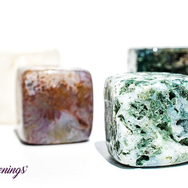 Moss Agate Cubes 1"