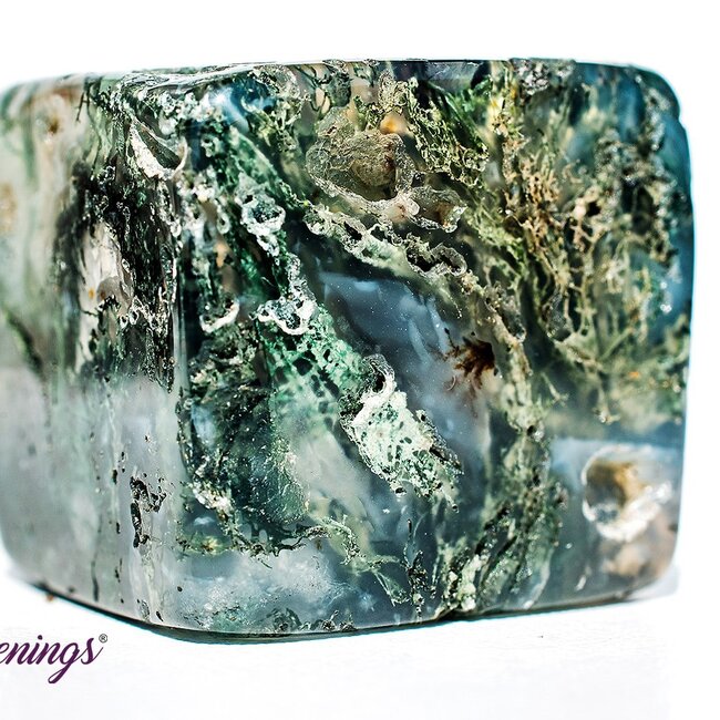 Moss Agate Cubes 1"