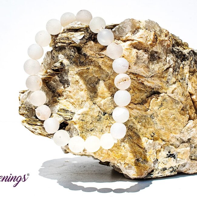 Matte White Agate Bracelets - 8mm