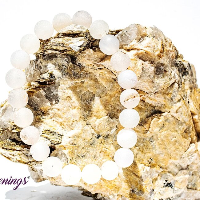Matte White Agate Bracelets - 8mm