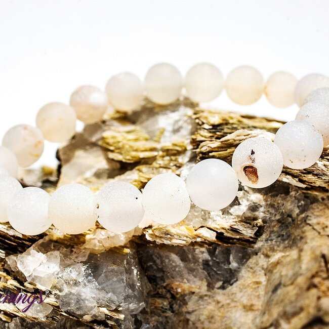 Matte White Agate Bracelets - 8mm
