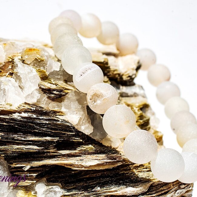 Matte White Agate Bracelets - 8mm