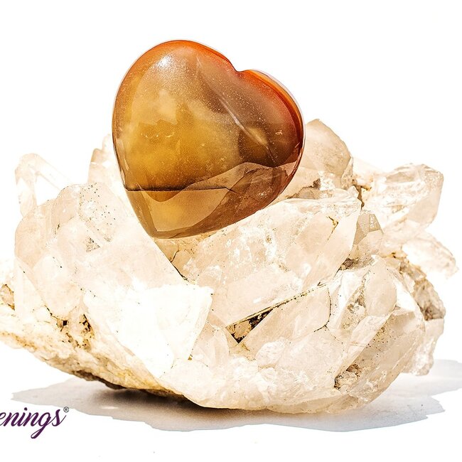 Banded Carnelian Puffy Hearts - Medium